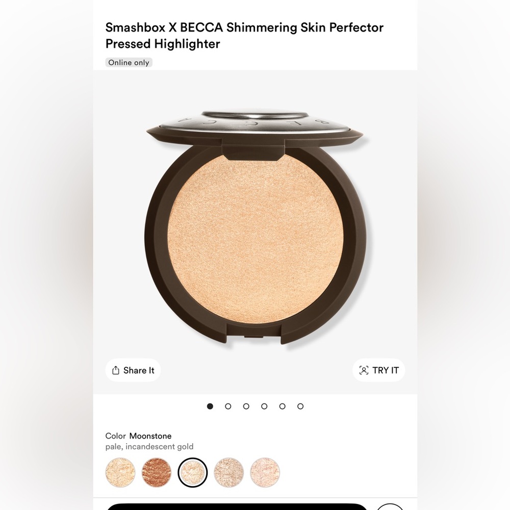 🌺Smashbox x Becca Shimmering Skin Perfector Pressed Highlighter - Moonstone